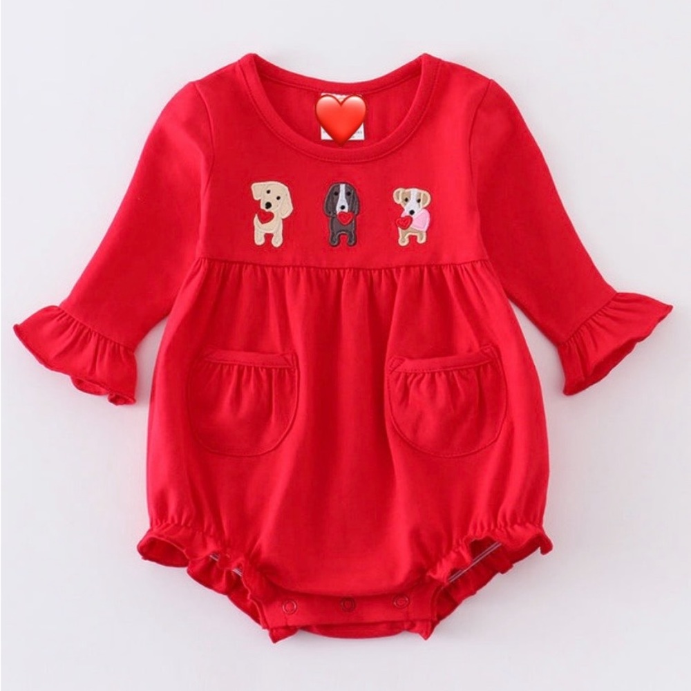 New Boutique Girls  Puppy Love Infant Bubble Romper